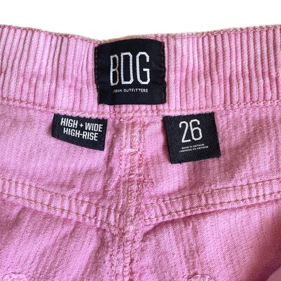 BDG URBAN OUTFITTERS Corduroy High & Wide Leg Pants 26 Pink Y2K Baddie Skater - Picture 8 of 10